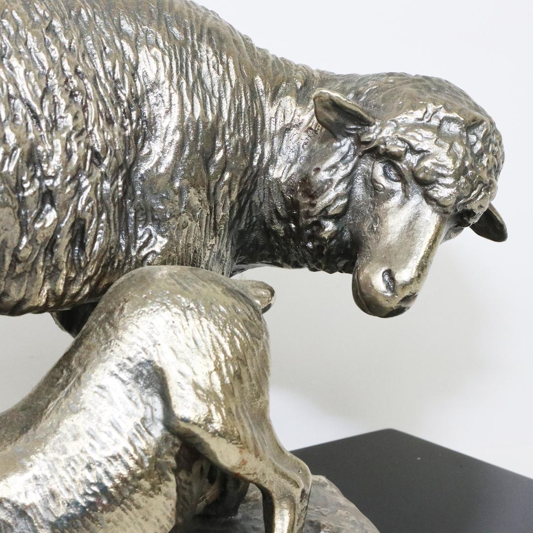 EMILE LIENARD エミール レナード　白銅製　羊　置物　栞　共箱