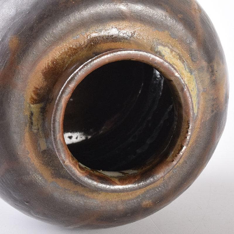 茶道具　高取焼　高取丸壺茶入　仕覆付　在銘　時代箱　V　6881