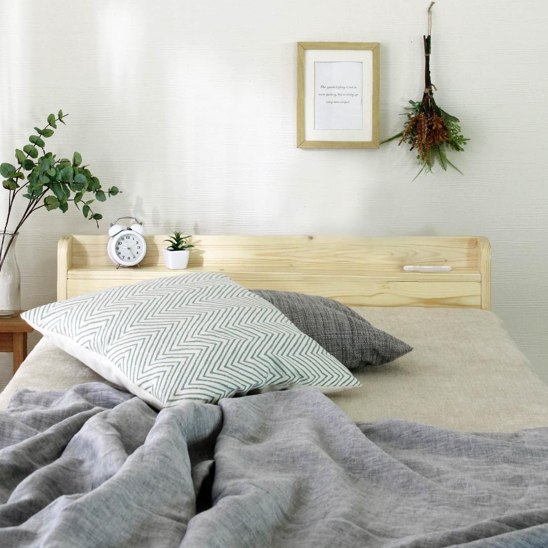 ベッドフレーム すのこ シングル 木製 天然木 ヘッド 棚 新品 送料込み