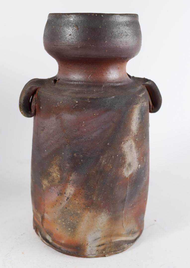 備前 人間国宝 伊勢崎淳 耳付 花生 共箱