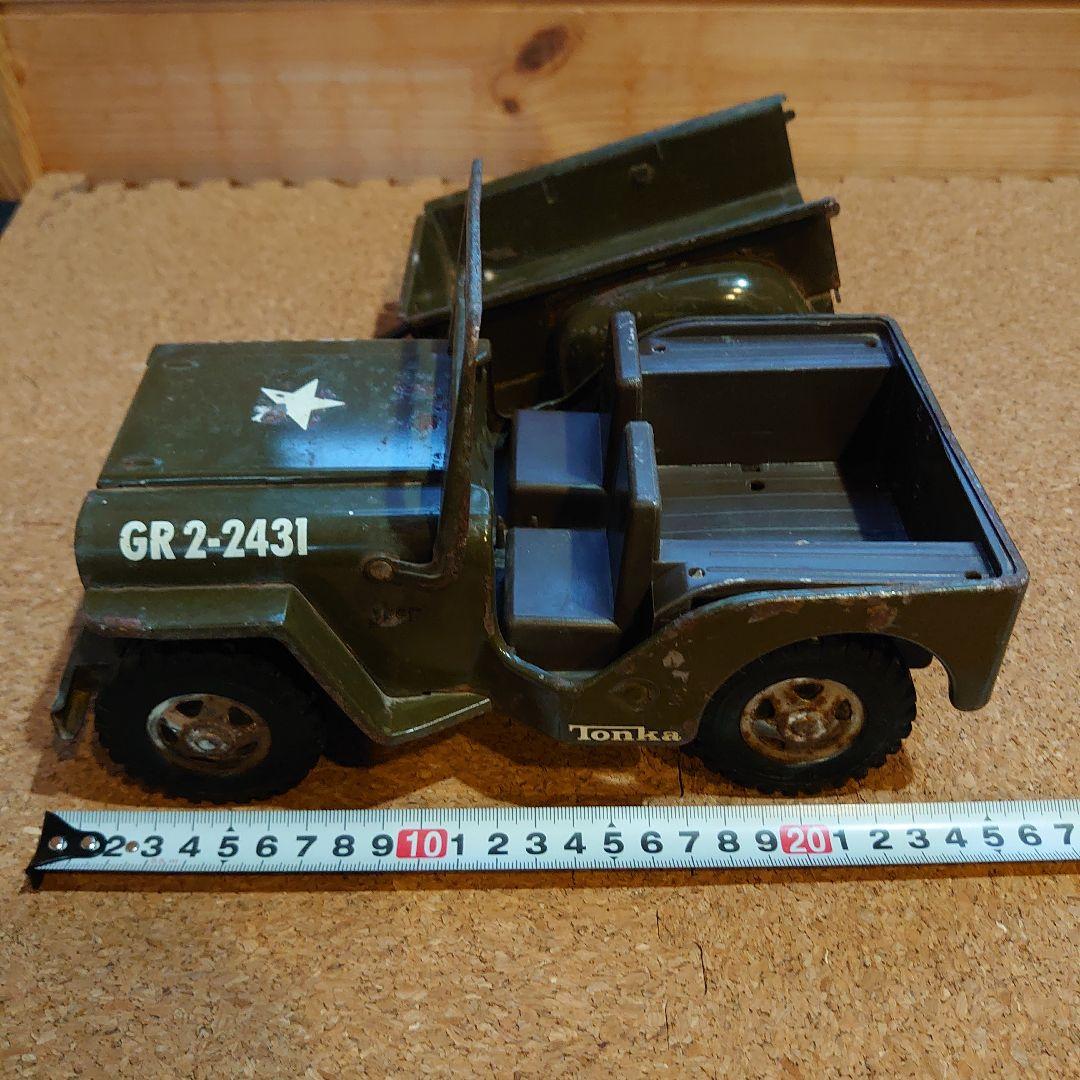 Tonka Jeep ブリキ ミニカー トレーラー付き