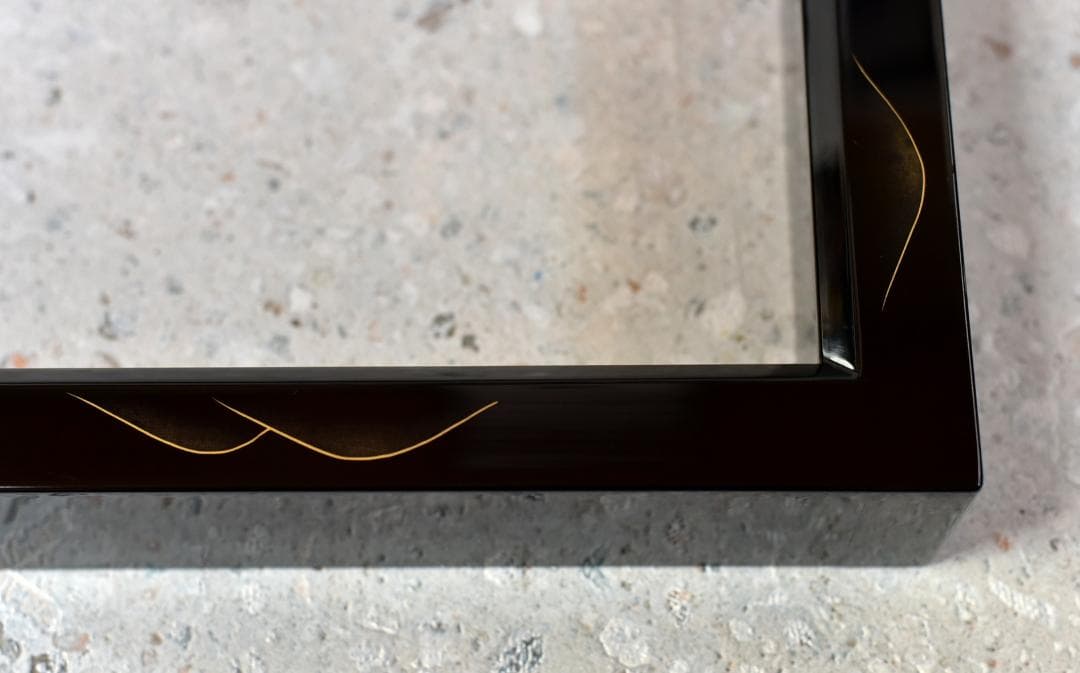 真塗蒔絵炉縁，柿合わせ炉縁2個セット　囲炉裏、共箱