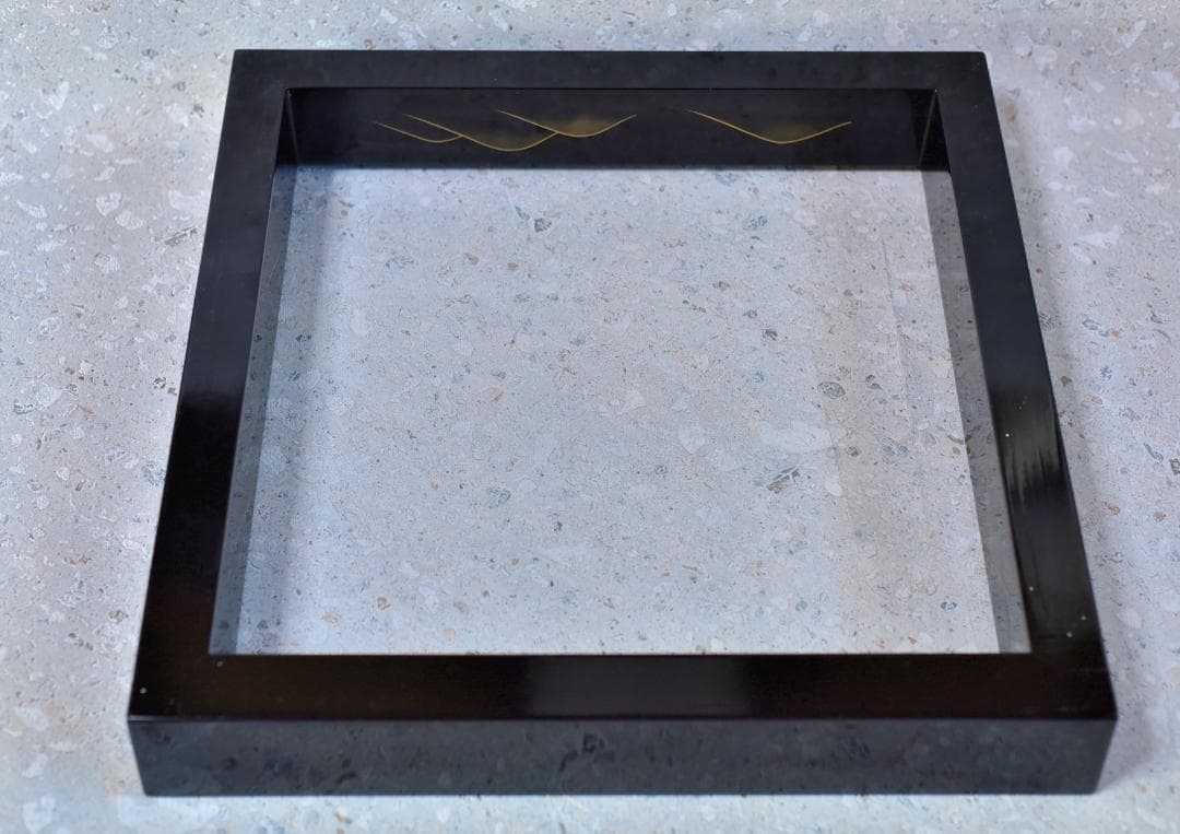 真塗蒔絵炉縁，柿合わせ炉縁2個セット　囲炉裏、共箱