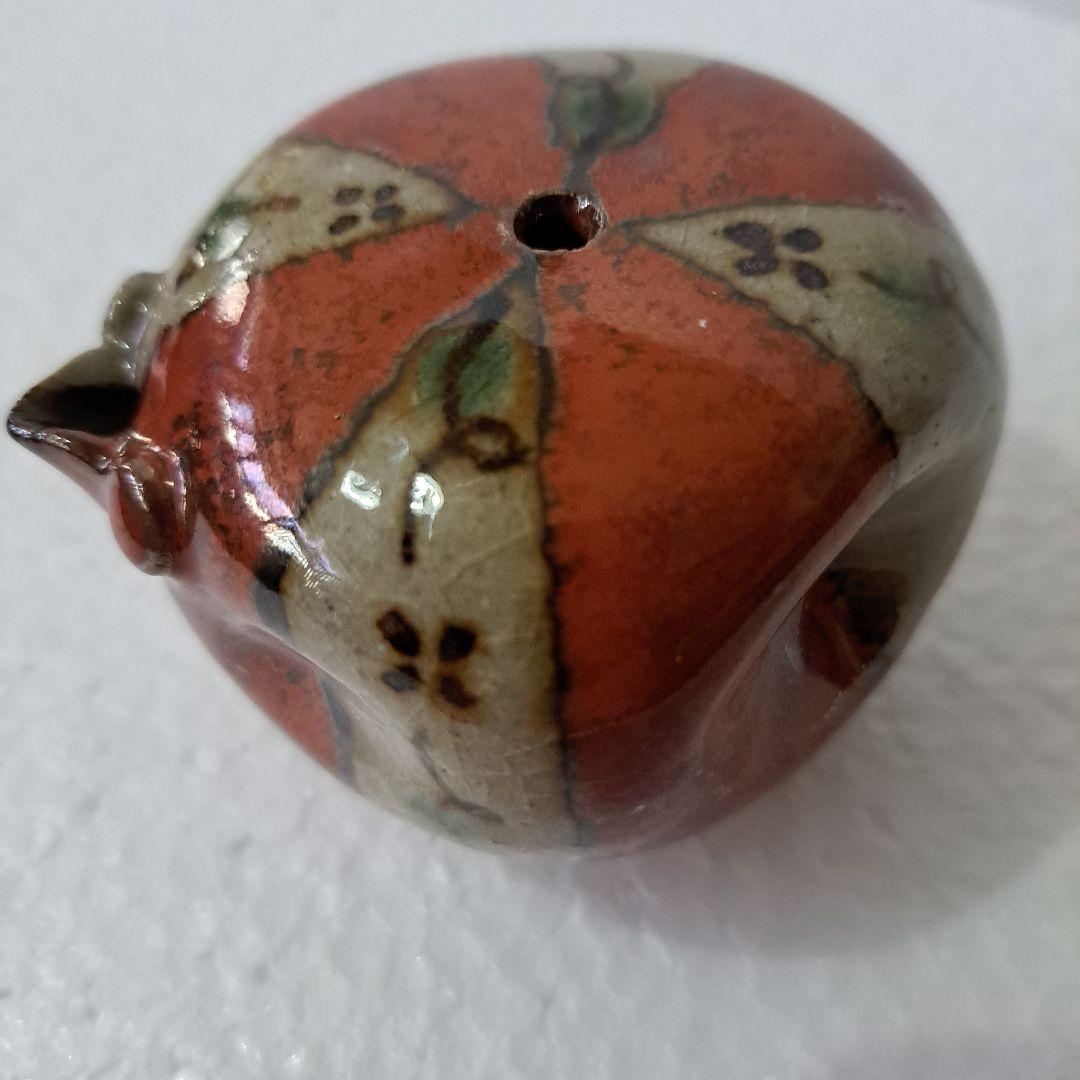 書道具　水滴　赤絵草図　　エクボ持ち手　名刻印