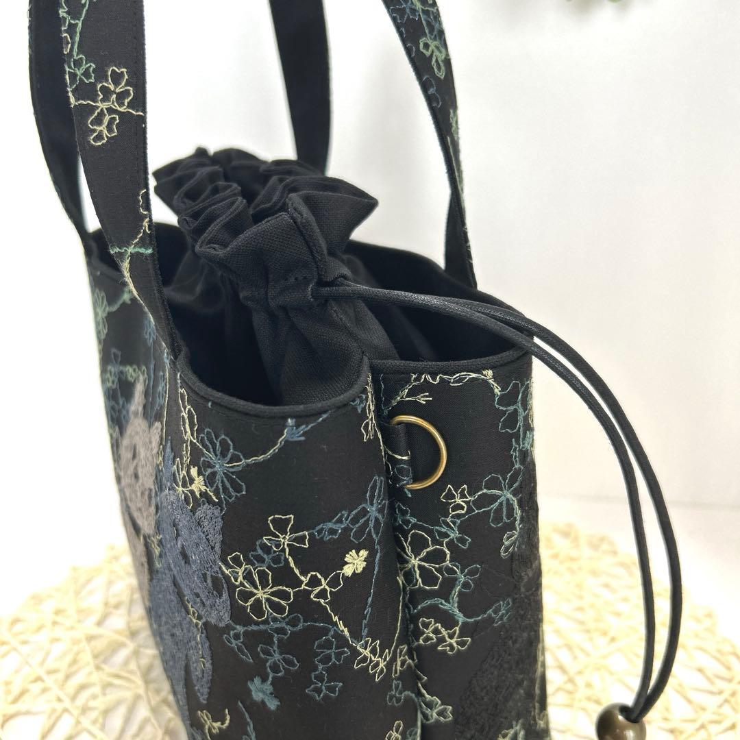 pjcクロッチ君　あおりポケット巾着バッグ　ハンドメイド