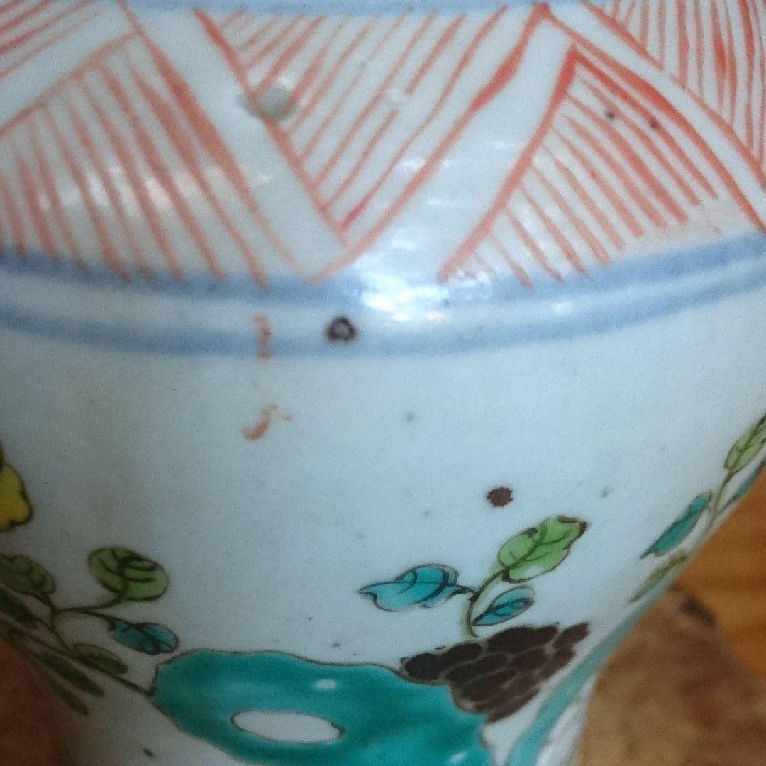 (明～清朝初期) 色絵小壺 純銀火舎