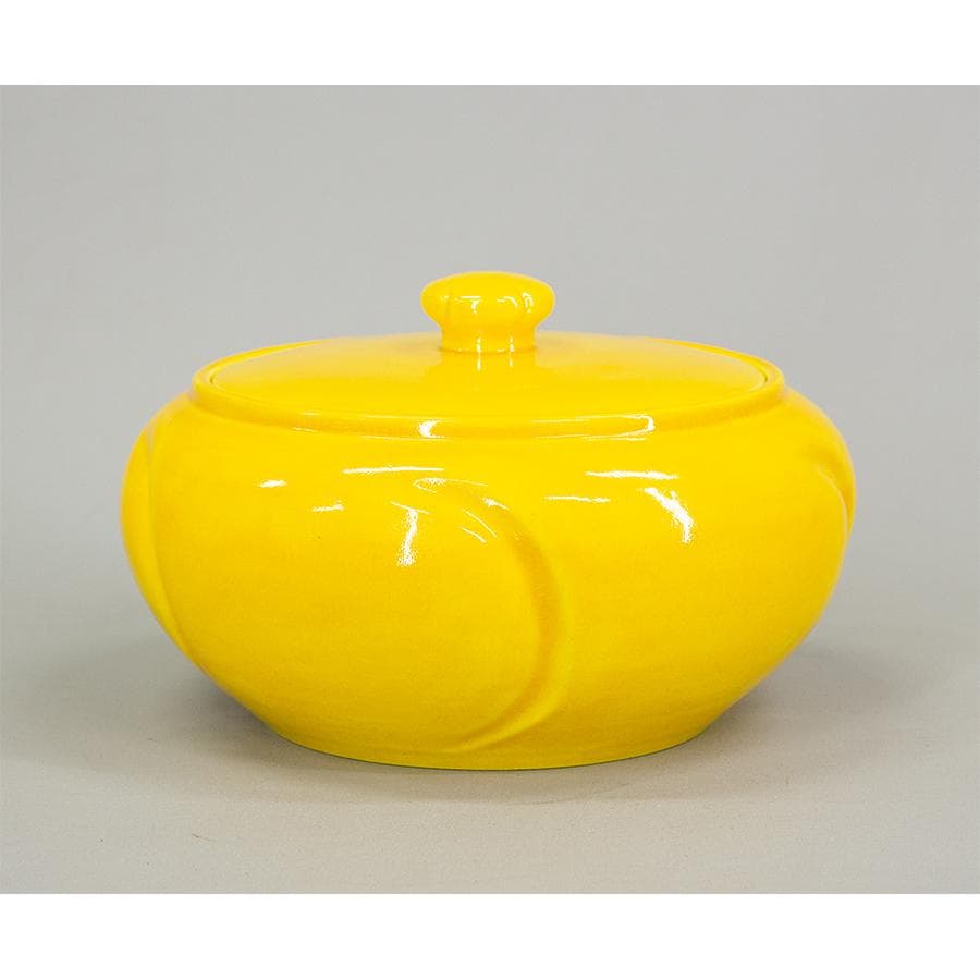 加賀瑞山 作 堀内宗完 兼中斎 絵書付 花押 黄交趾釉 捻梅平水指 共箱 茶道具