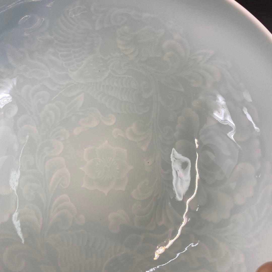 【茶道具】快山窯　塚本快示造　青青磁菓子鉢（共箱）