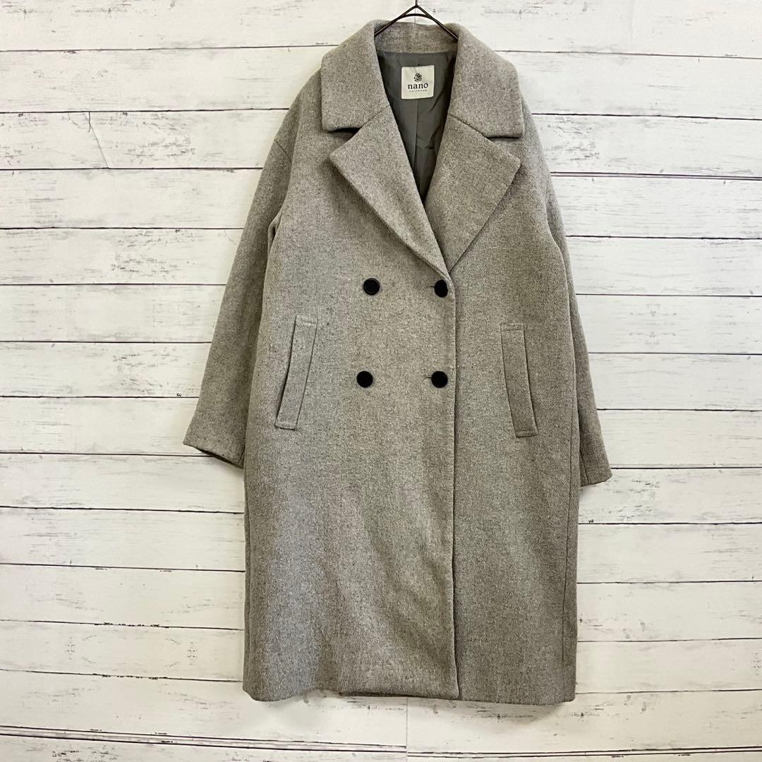 ナノユニバース ロングコート ライトグレー F 秋冬 きれいめ 大人上品 通勤
