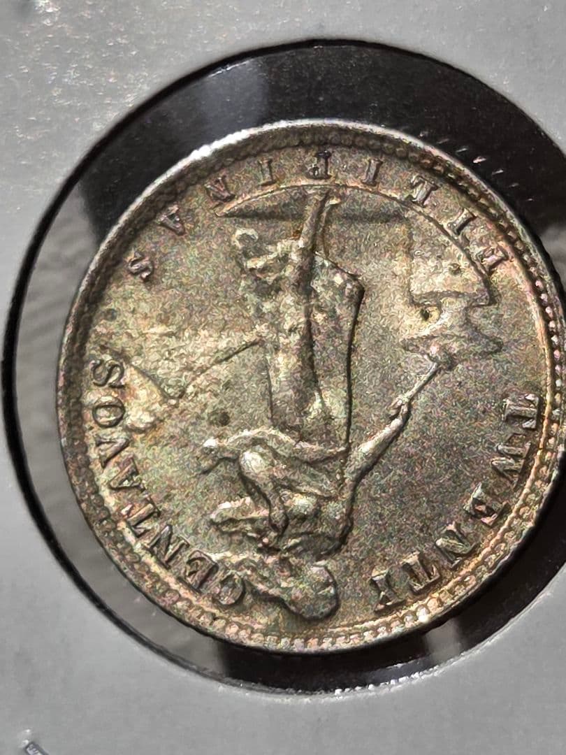 (稀少な状態)アメリカ合衆国統治下　フィリピン　20センタボ銀貨　1929 M