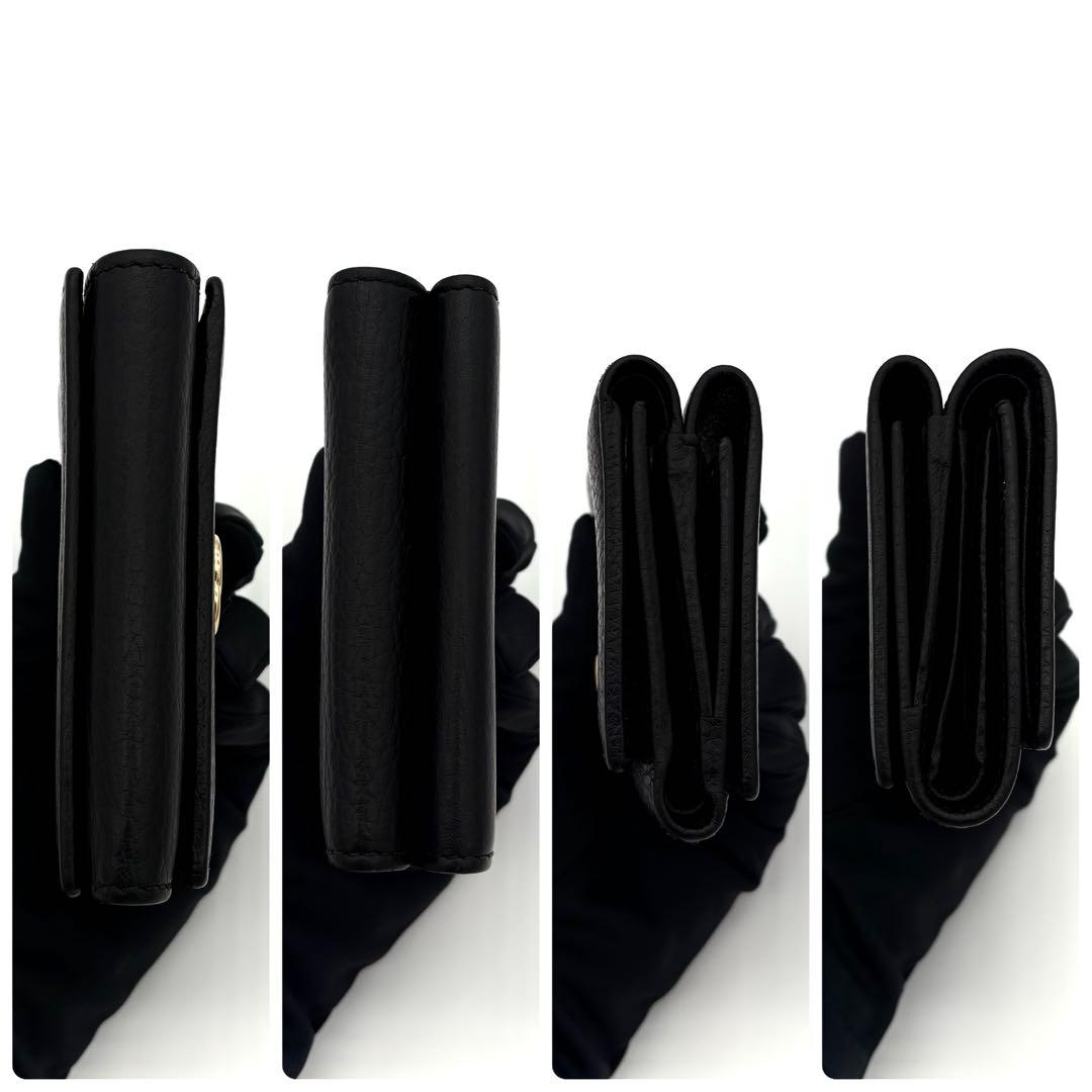 グッチ 折財布 GGマーモント プチマーモント ブラック ゴールド 2453