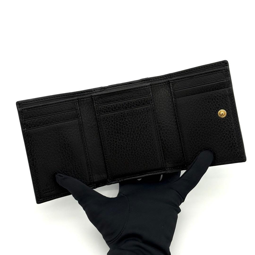 グッチ 折財布 GGマーモント プチマーモント ブラック ゴールド 2453