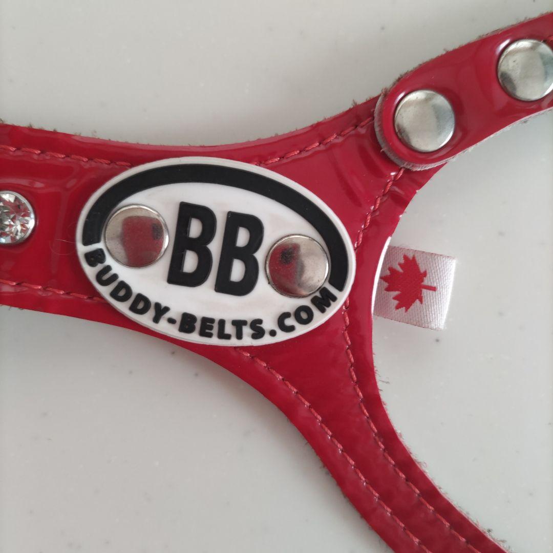 バディベルト ハ－ネスBBベルト ６号エナメル！レッド スワロフスキー付き