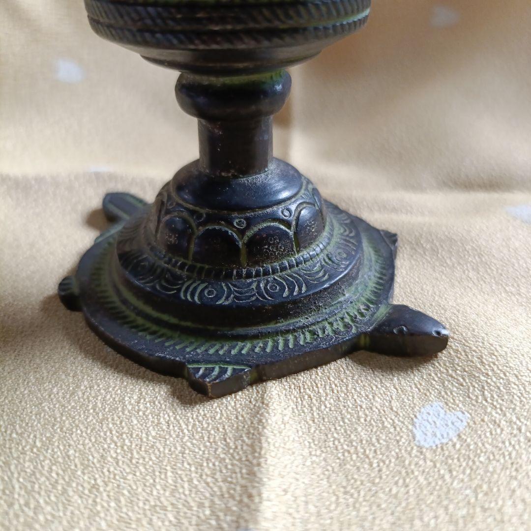 レトロ　蓮の花形開閉式真鍮製キャンドルホルダー　仏具