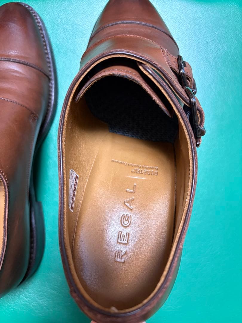 美品　REGALリーガル 本革 茶色 ダブルモンクストラップ 25.5cm