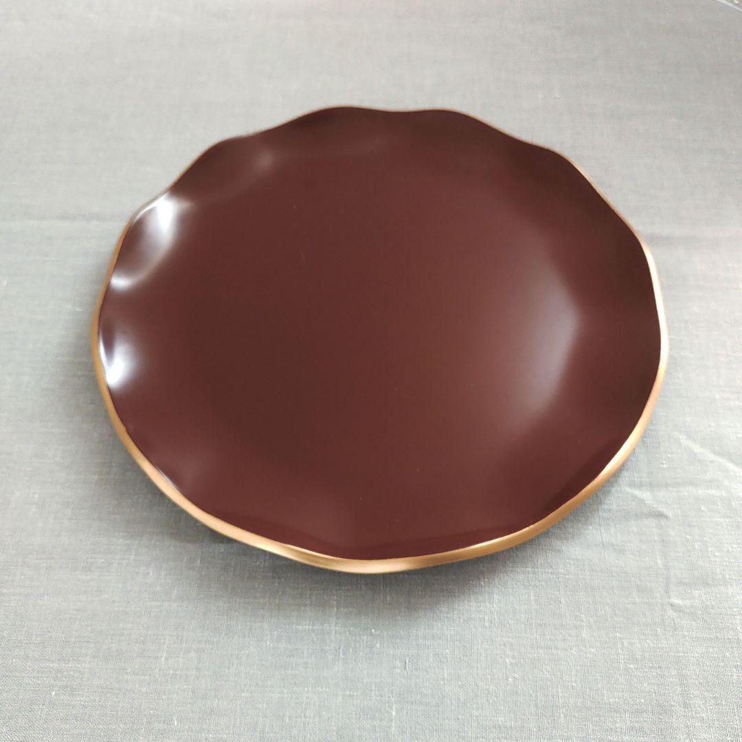 漆器 丸盆 お盆 トレー マット 金縁 金彩 フローラ