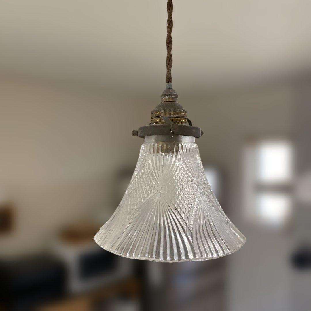 ペンダントライト　モモナチュラル　ガラス　真鍮　３個セット　照明