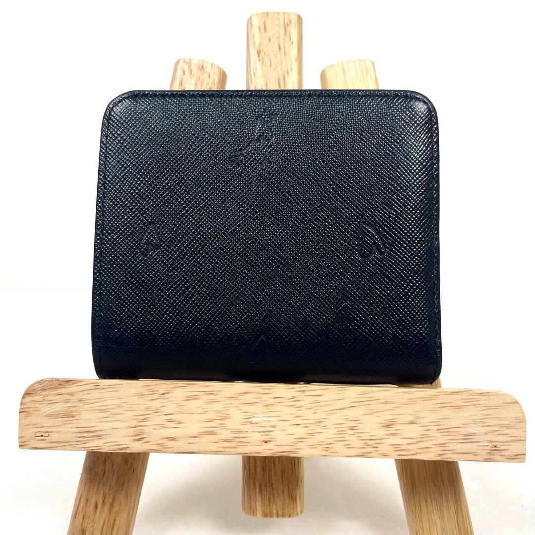 ポールスミス　二つ折り財布　ロゴプリント　サフィアーノ　ダブルフラップ　未使用級