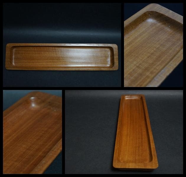 煎茶道具 欅製 刳り貫き一文字盆 長方盆 4D0401