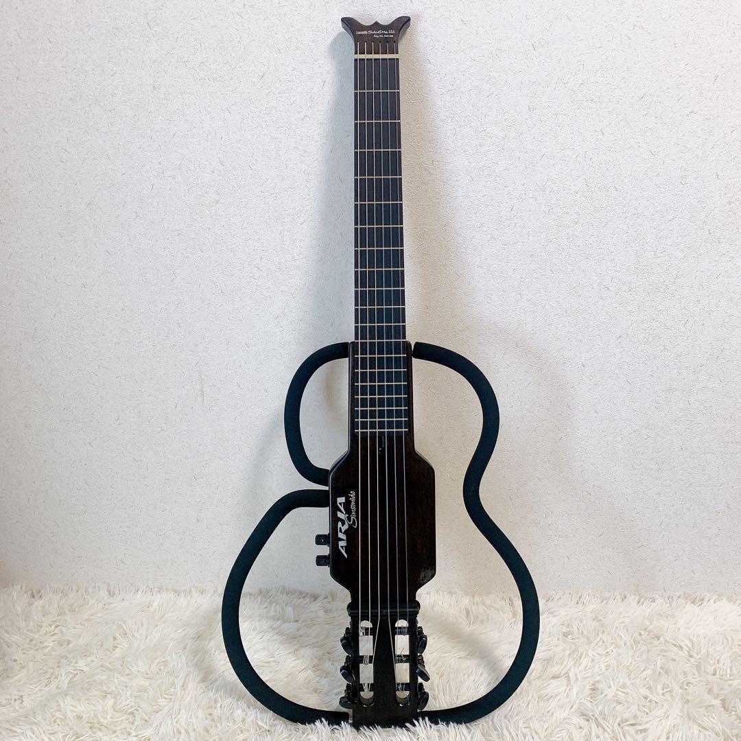 アリア アコースティック サイレント トラベルギター ブラック AS-101S