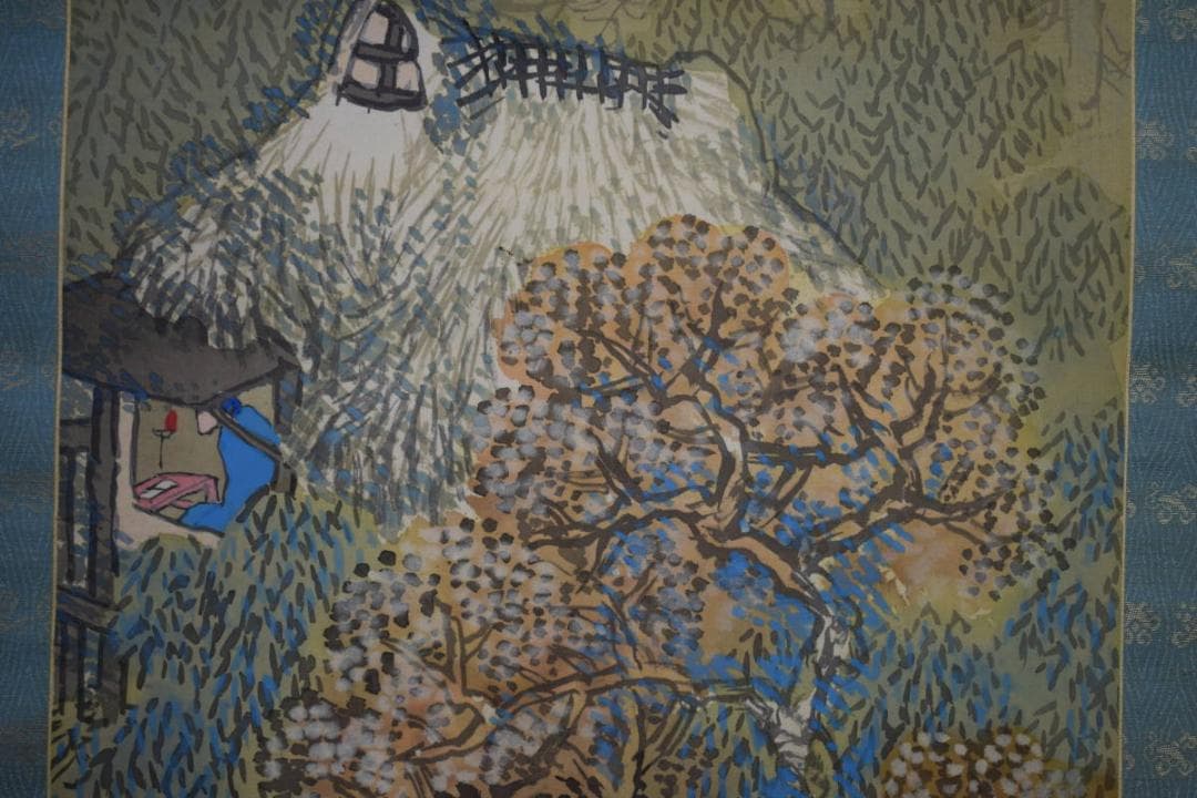 真作/高倉観崖/月山水夜図/布袋屋掛軸HG-313