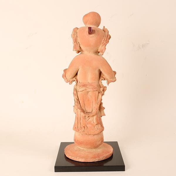 【長橋阿久於　造】　童不動尊　仏師　【陶器置物】