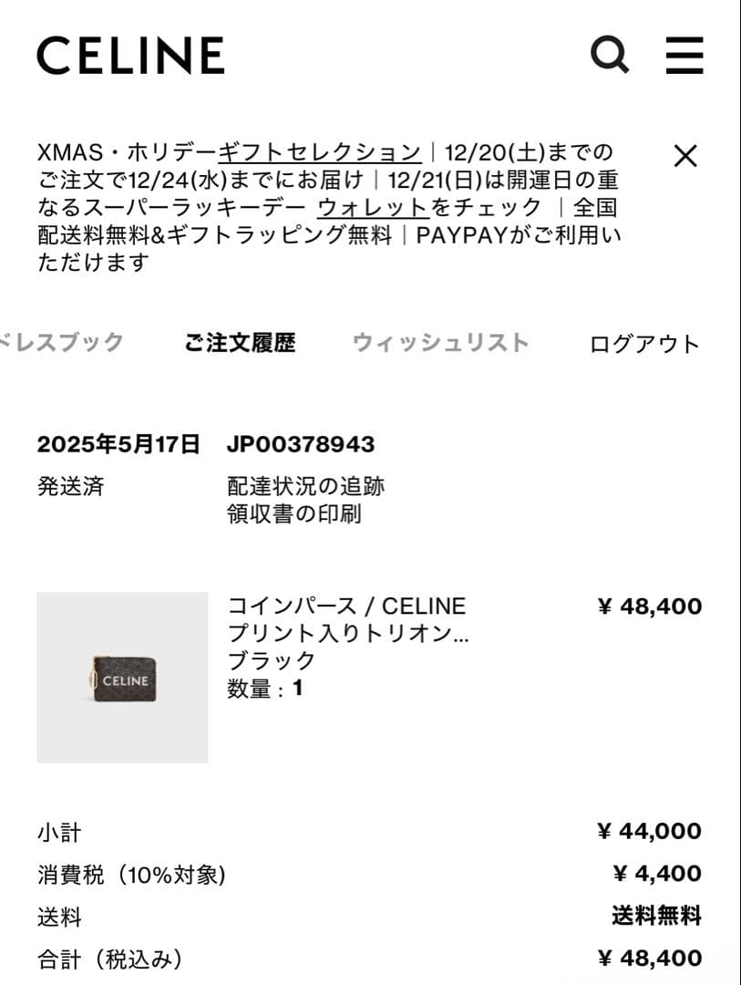 パース / CELINEプリント入りトリオンフキャンバス