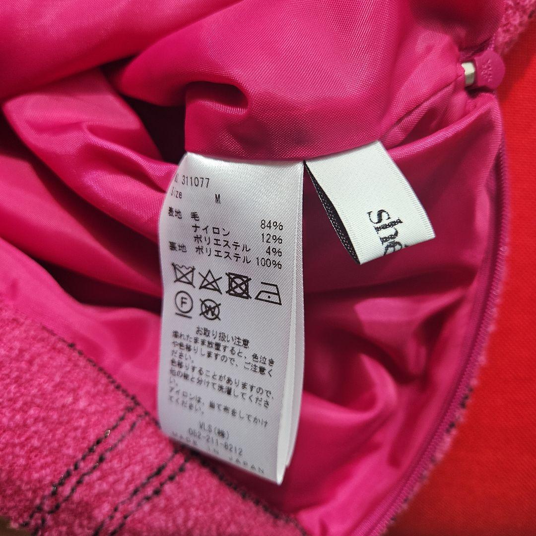 sheller/カラーツイードキュロット チェック柄 ピンク M