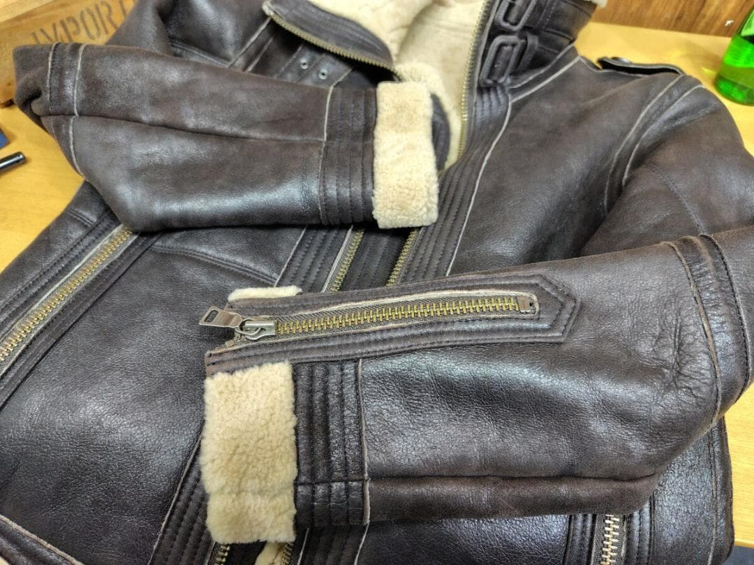 ☆バーバリーブラックレーベル☆リアルムートン フライトジャケット b-3 レザー