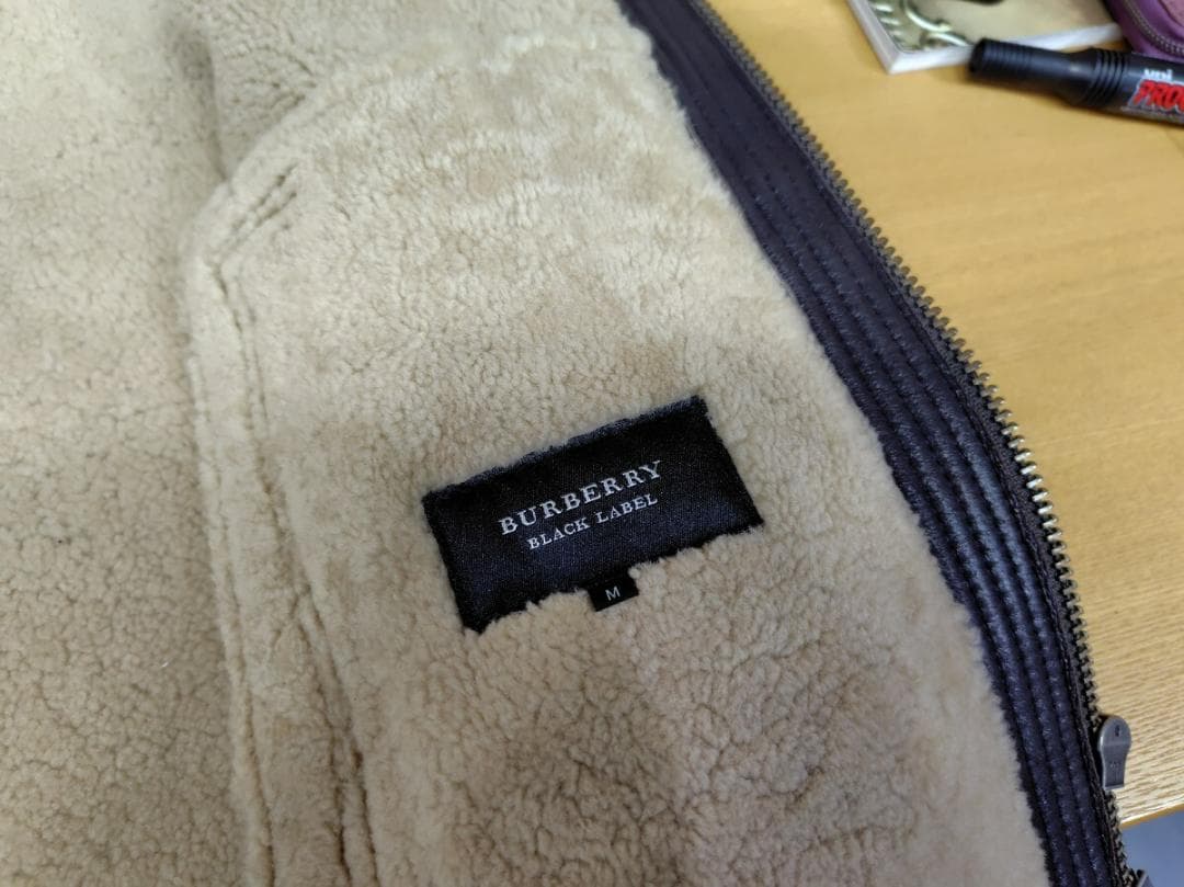 ☆バーバリーブラックレーベル☆リアルムートン フライトジャケット b-3 レザー