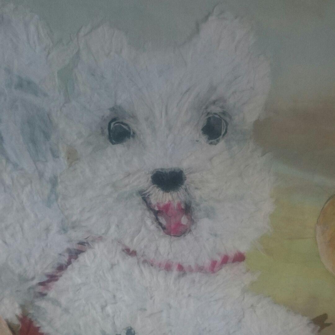 ハンドメイドちぎり絵 それゆけ 犬  和紙