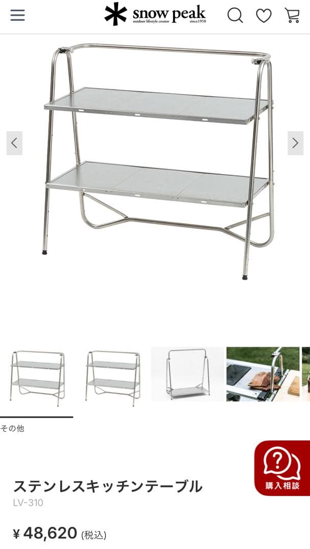 IGTコネクション付きpeak ステンレスキッチンテーブル 12/7まで