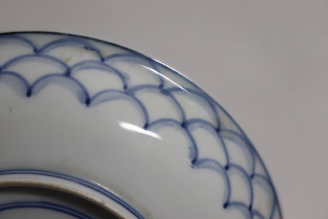 ア 中国　染付大皿　えび　大明宣徳年製銘　送料込み0324