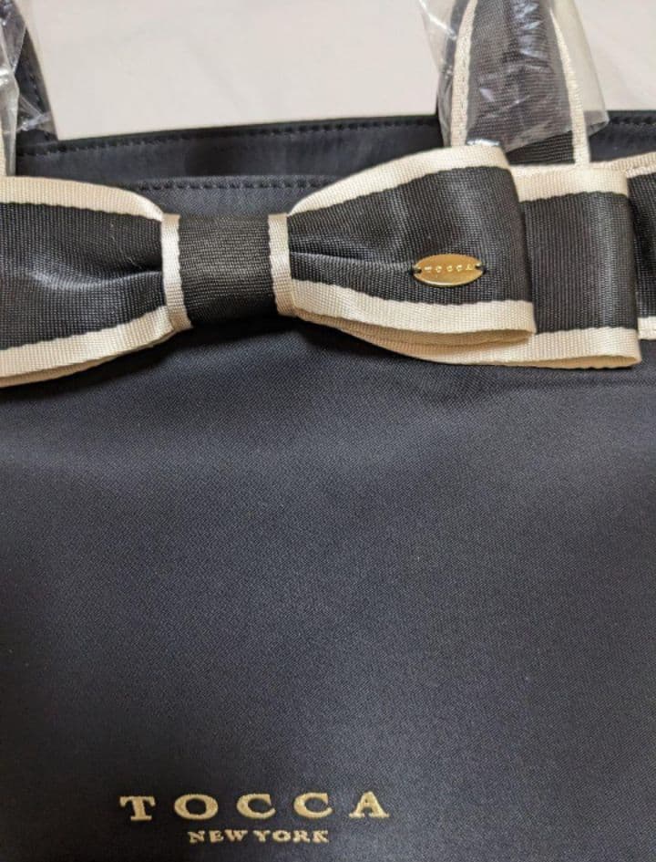 TOCCA トッカ/2wayバイカラートートバッグ リボン付き/黒/新品