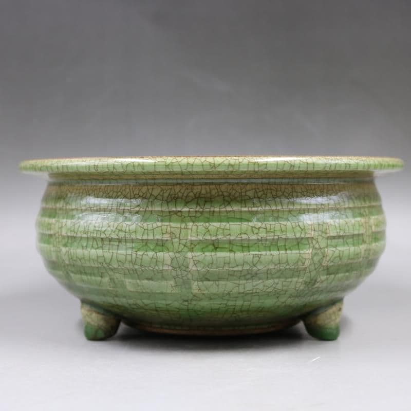 宋  龍泉窯  青磁 開片三足香炉  工芸品 美術品 置物