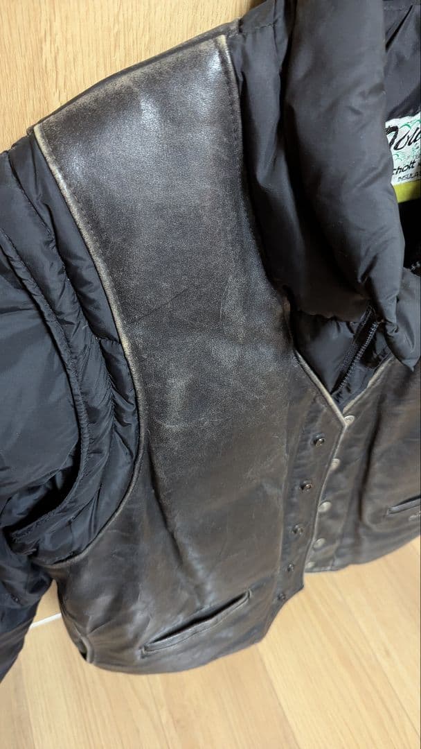 Schott レザー×ダウン 2WAY ジャケット サイズ42