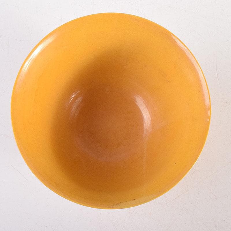 中国　大清光緒年製　黄釉　龍雲文鉢　C　7948