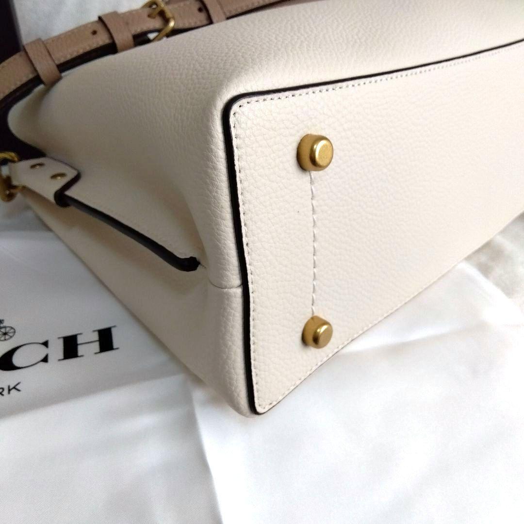 COACH ウィロウ トート ショルダーバッグ ターンロック ホワイト レザー