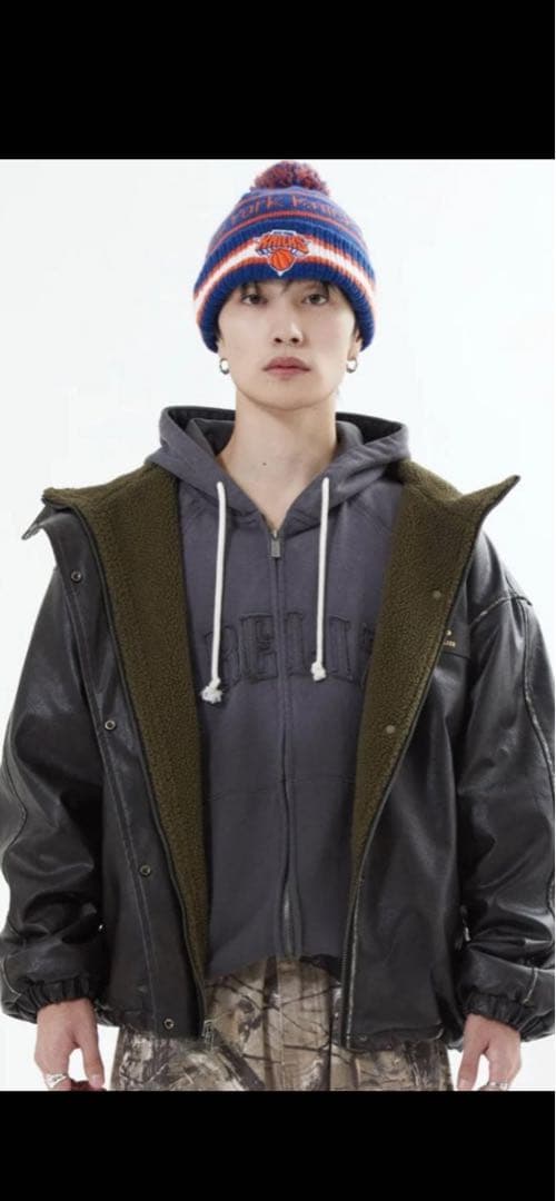 L2084　リバーシブルPUレザージャケット　L（black）　地底人