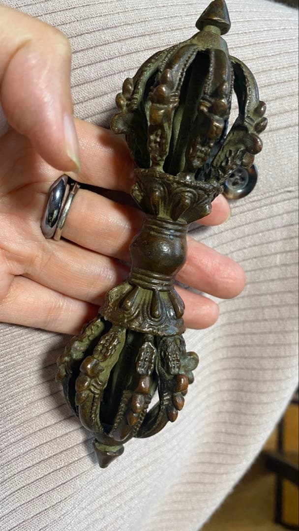 ガンダーラ様式 密教法具 銅製 金剛杵 時代感あり 精緻造形 江戸前後期頃