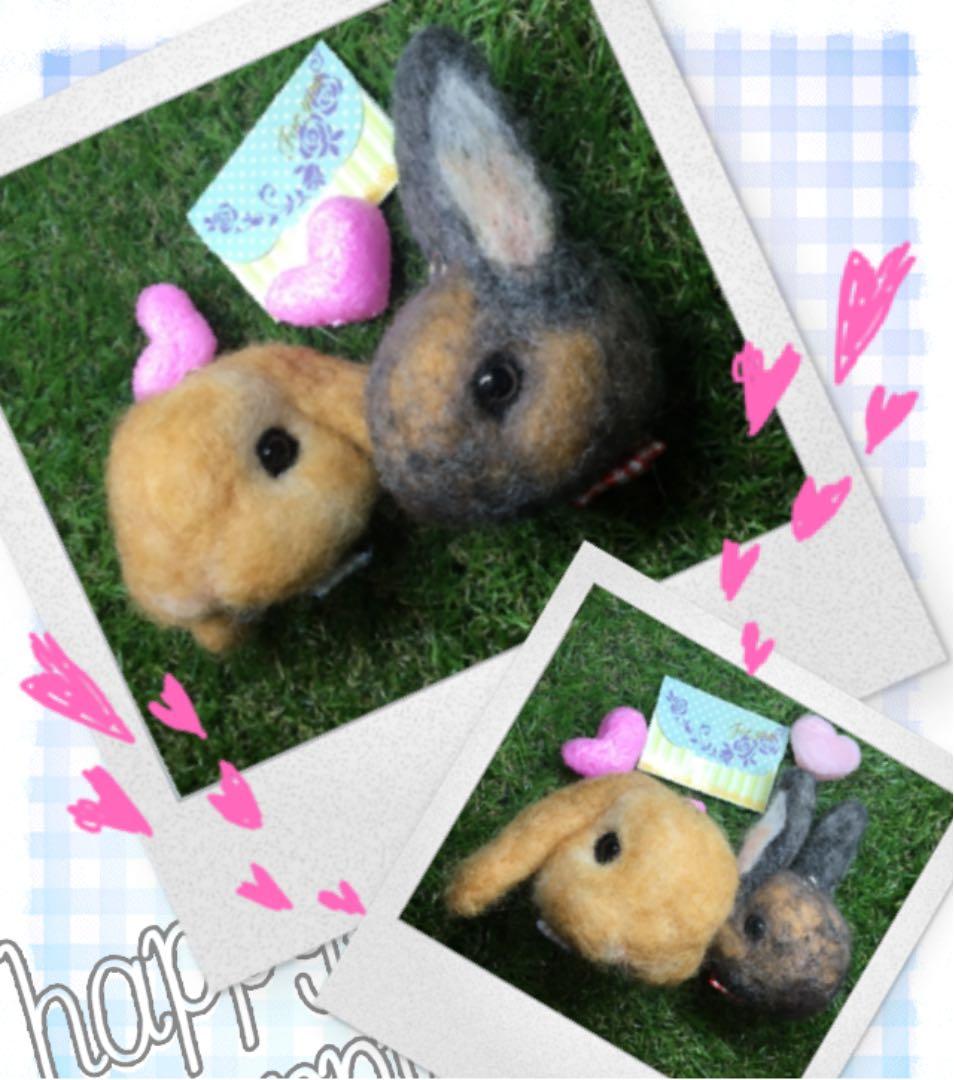 桜那様　うさぎ羊毛フェルトストラップ