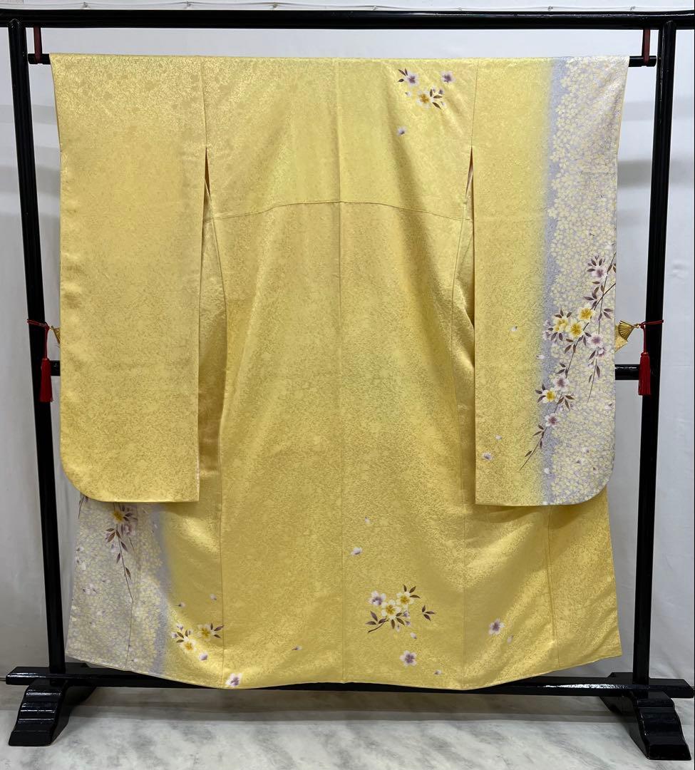 振り袖　フルセット　小柄な方に♪ 正絹長襦袢付　イエロー　桜　成人式　649