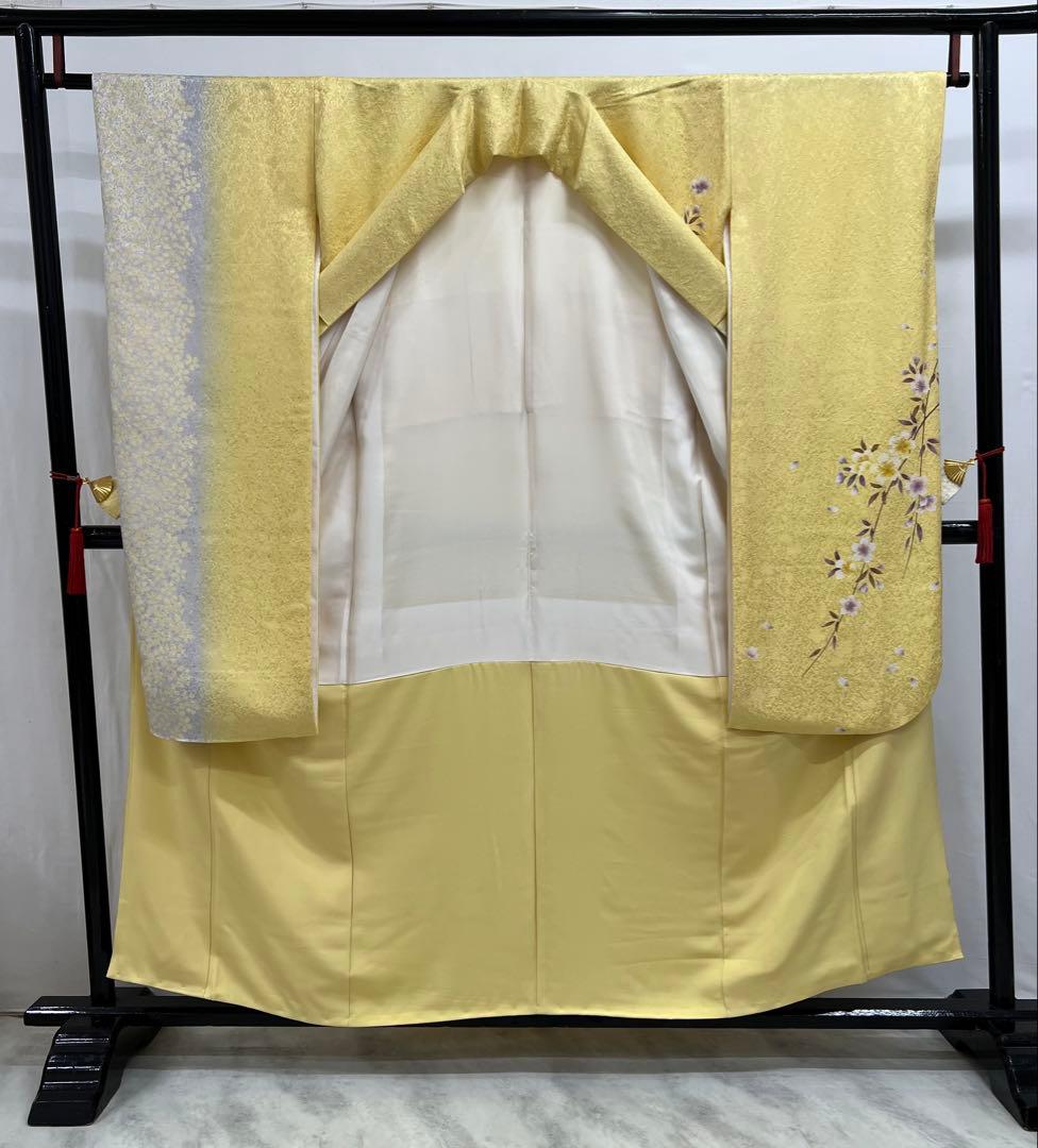 振り袖　フルセット　小柄な方に♪ 正絹長襦袢付　イエロー　桜　成人式　649