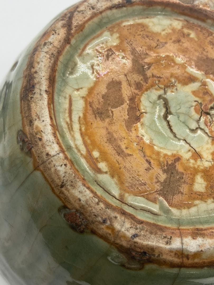 中国　元時代　龍泉窯　七観青磁　共箱　送料込み1101