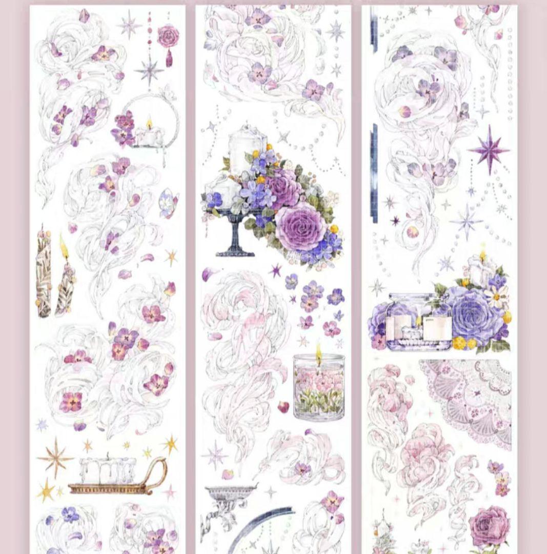 巻売 497★ 海外 マスキングテープ マステ PET 装飾 花 虹光