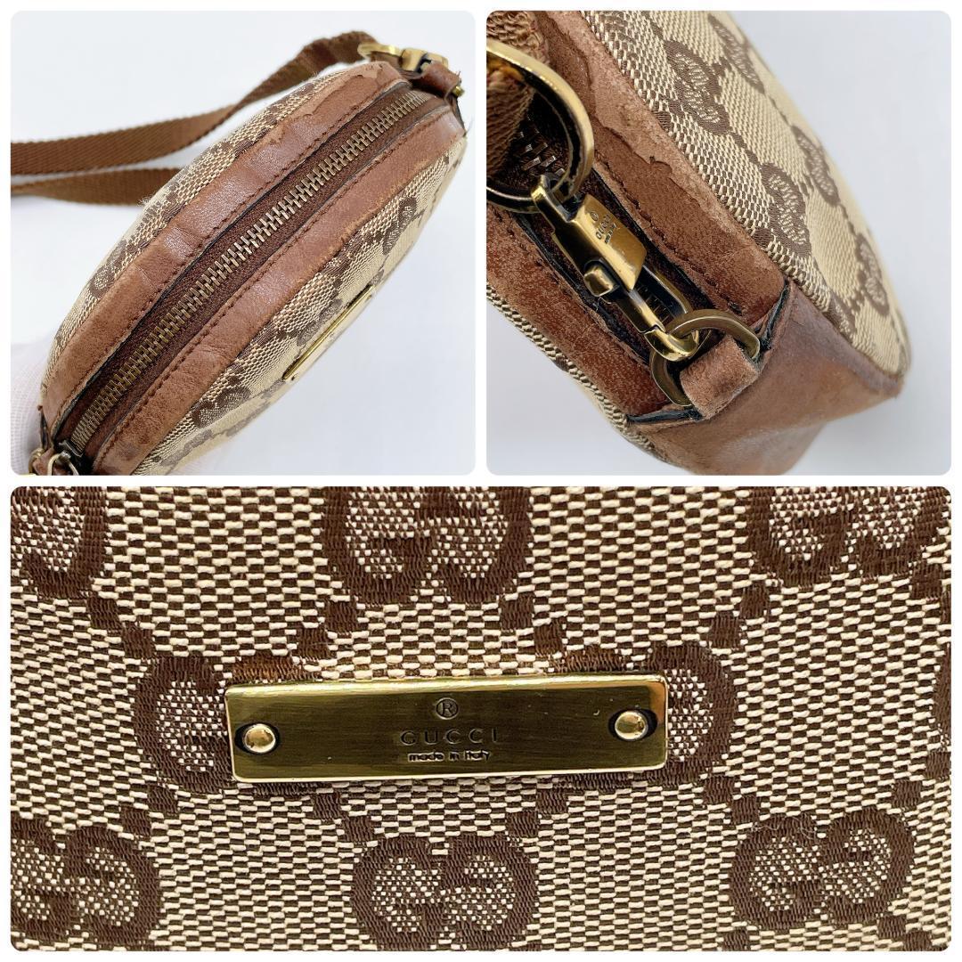 GUCCI ロゴプレート キャンバス サークルショルダーバッグ e579