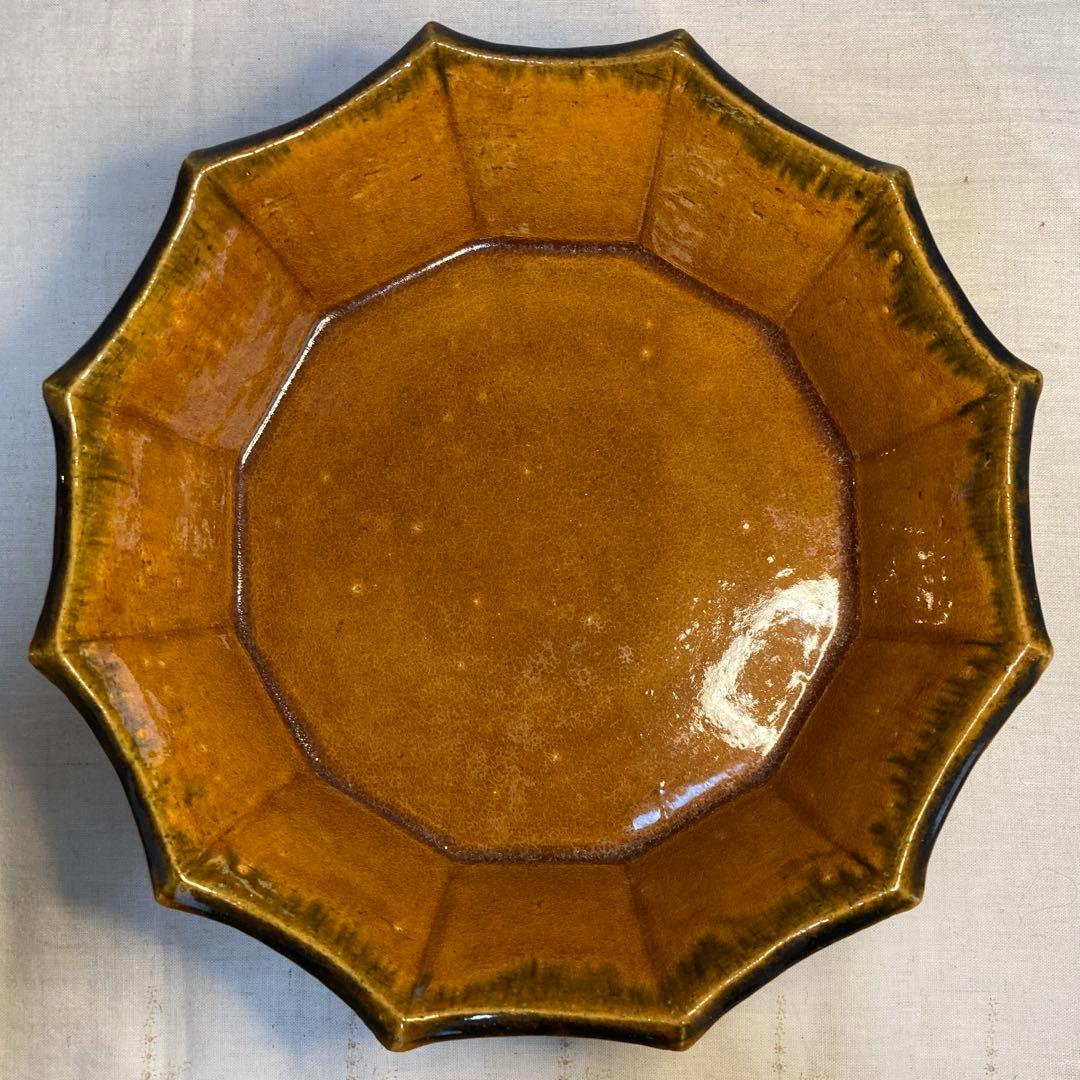 大樋焼　菓子鉢　大樋長阿弥　飴釉　釉薬　角　鉢　大樋　大皿　陶芸　金沢