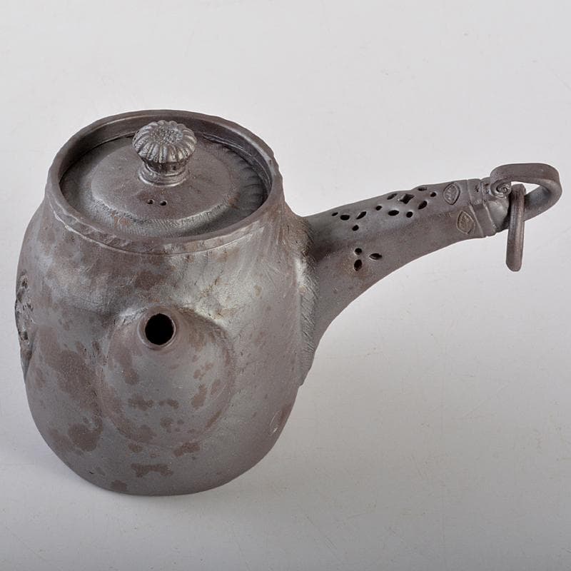 煎茶道具　萬古焼　白雲造　型萬古　遊環　横手急須　共箱　M　R7099