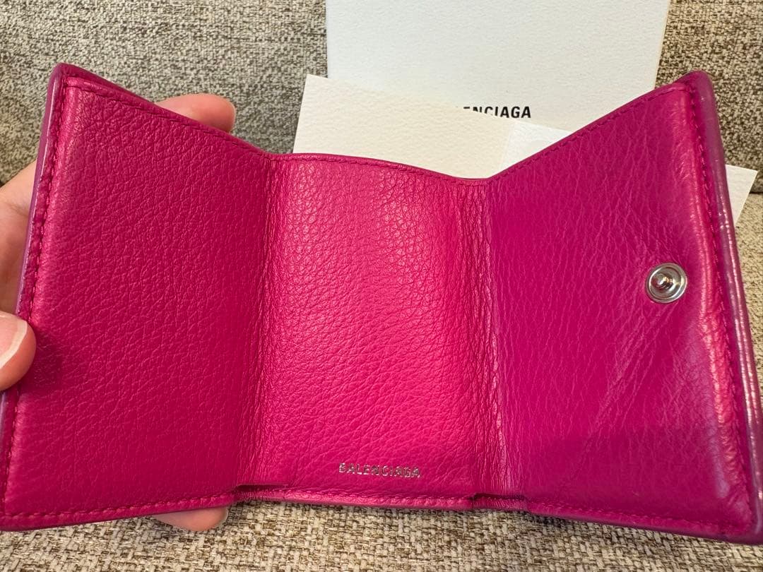 こじろうさん専用BALENCIAGA 三つ折り財布 ピンク　ミニ財布