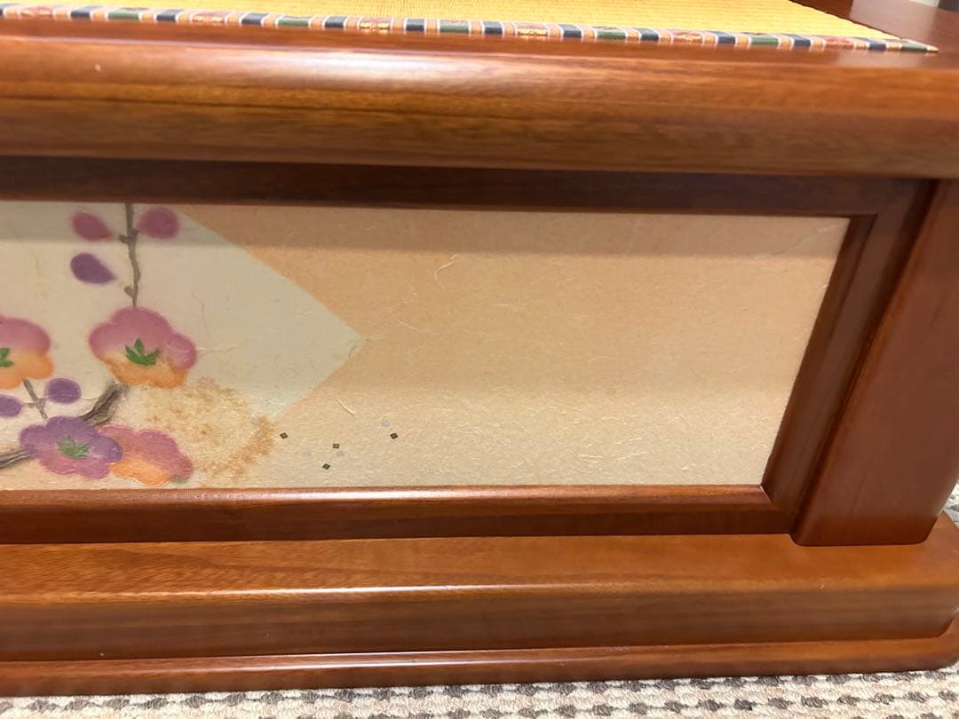 あゆな　桐製 三段ひな壇 春日三段 梅柄屏風セット　お雛様　正月飾り